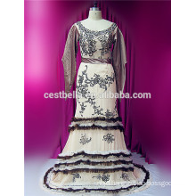 New Arrival Muslim Wedding Dress Long Sleeves grey Abaya Islamic Dress